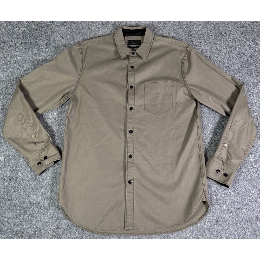Rag & Bone Tomlin Mens Medium Gray Classic Fit Overshirt Cupro Lined Made In USA